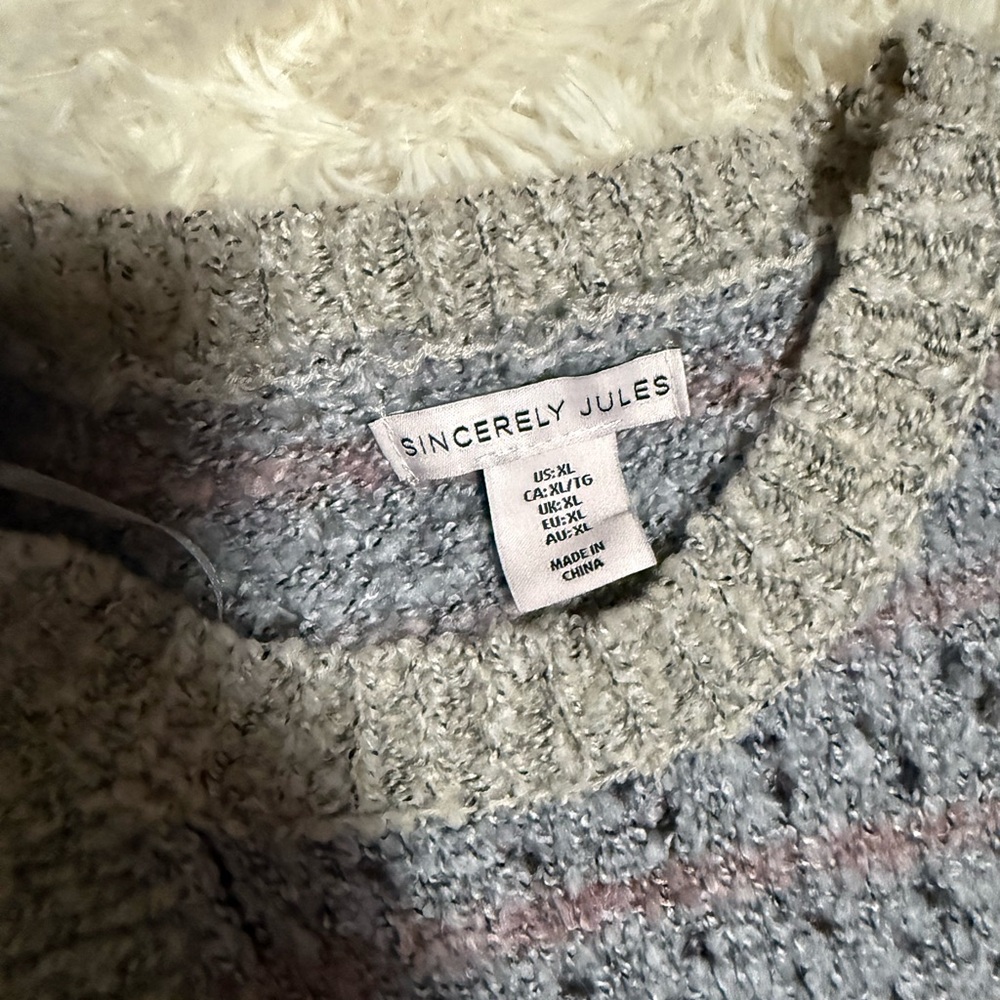 Sincerely Jules Patchwork Sweater - Gray, Green, … - image 2